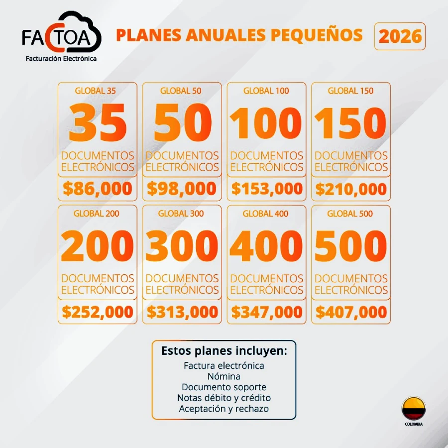 Planes pequeños Facturación Electrónica Factoa 2026