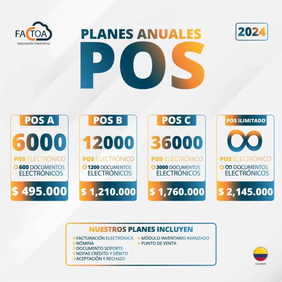 PLANES POS ANUALES FACTOA FACTURACION PUNTO DE VENTA